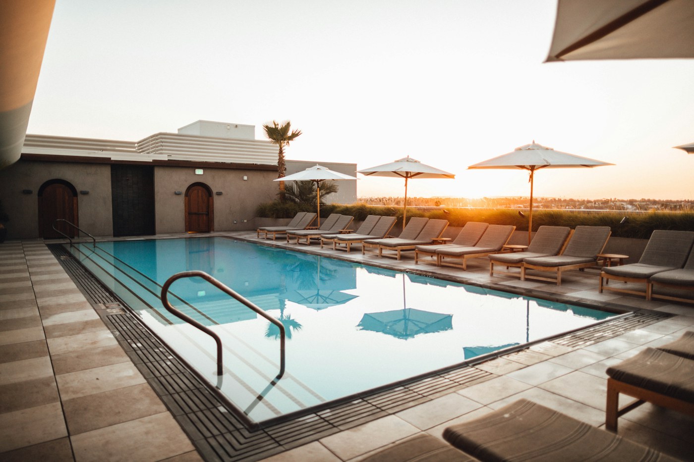 Finished residential swimming pool and outdoor space